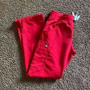 FIGS Red Kade cargo scrub pants